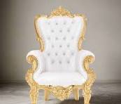 Adult White and Gold Throne Chair